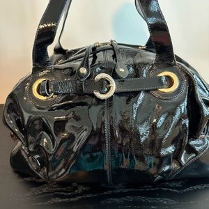 Francesco Biasia Black Patent Leather Satchel